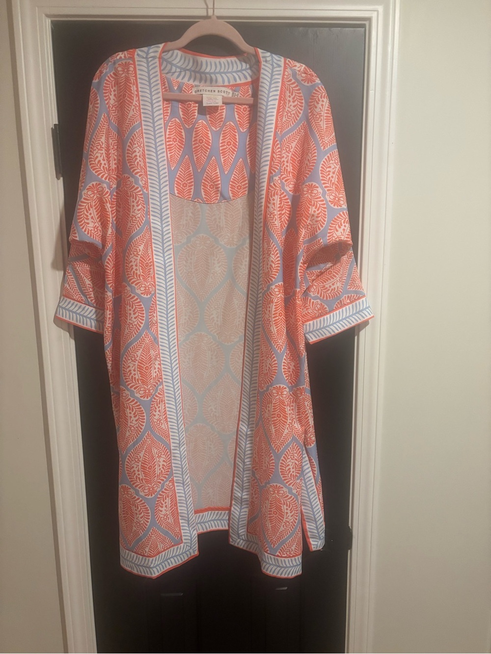 Gretchen Scott Designs Coral & Light Blue Open-Front Kimono